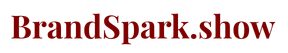 BrandSpark.show logo in dark red bold text on a transparent background